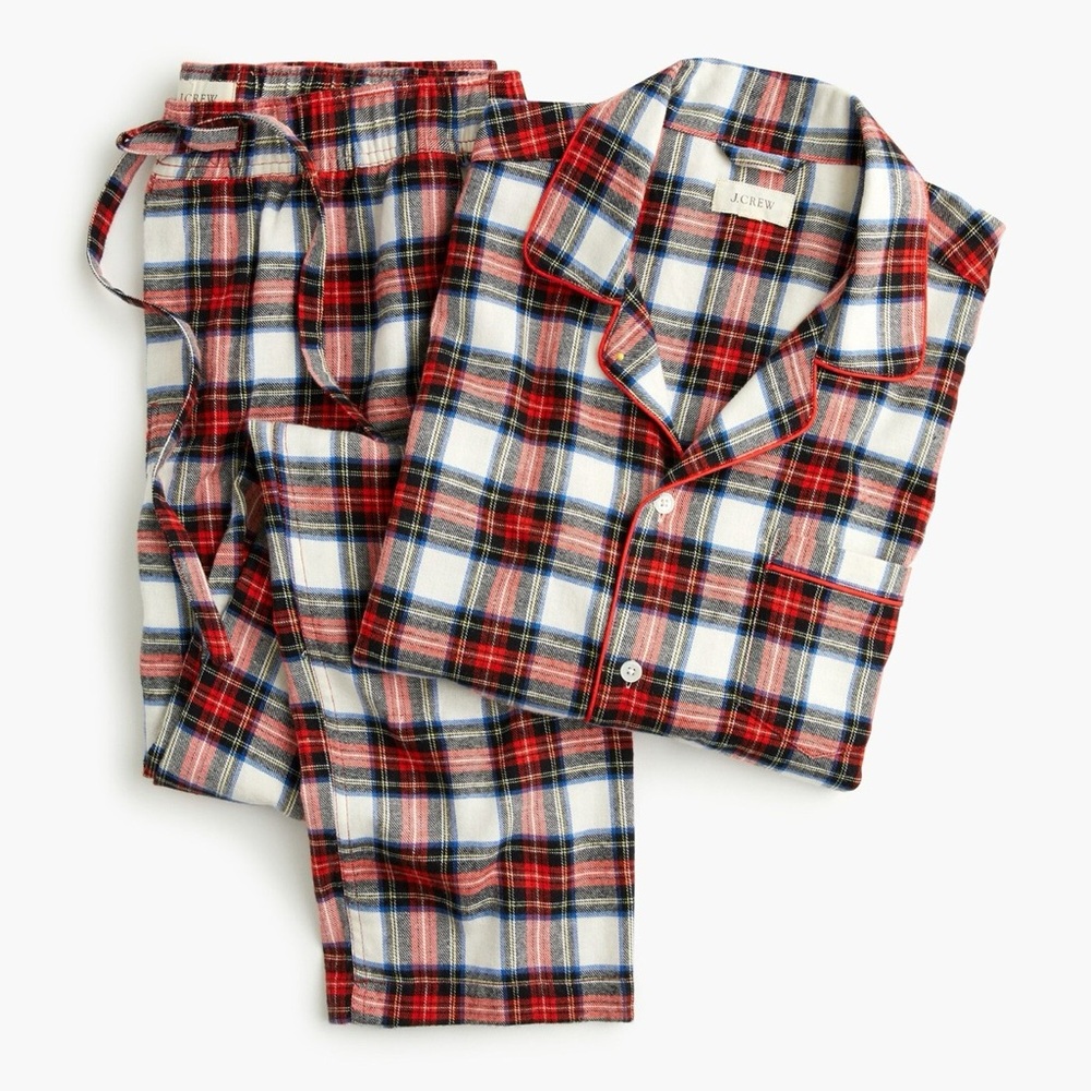 J.Crew / Flannel pajama set in white-out plaid